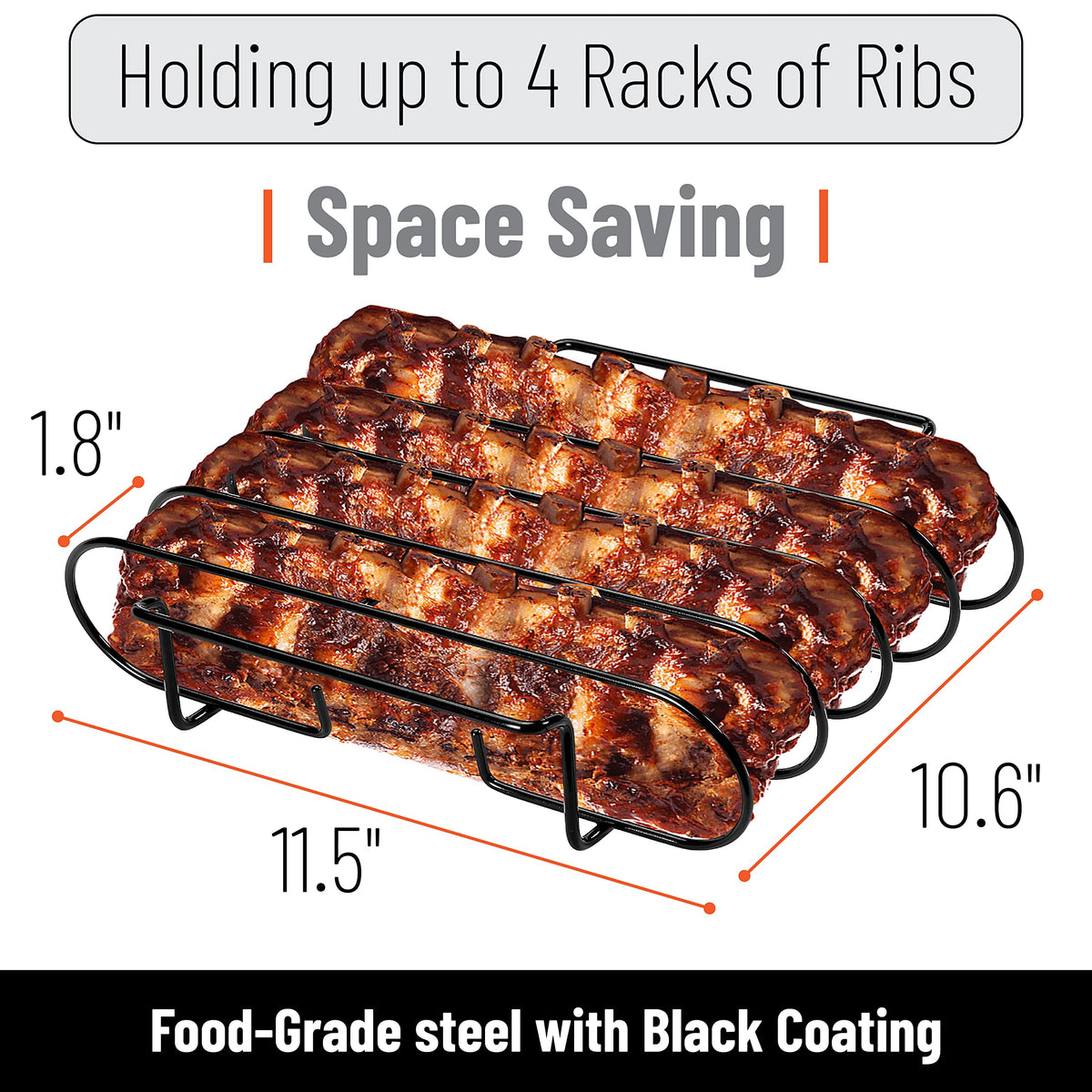 UNCO rib rack dishwasher-safe for quick cleanup after grilling.