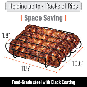 UNCO rib rack dishwasher-safe for quick cleanup after grilling.