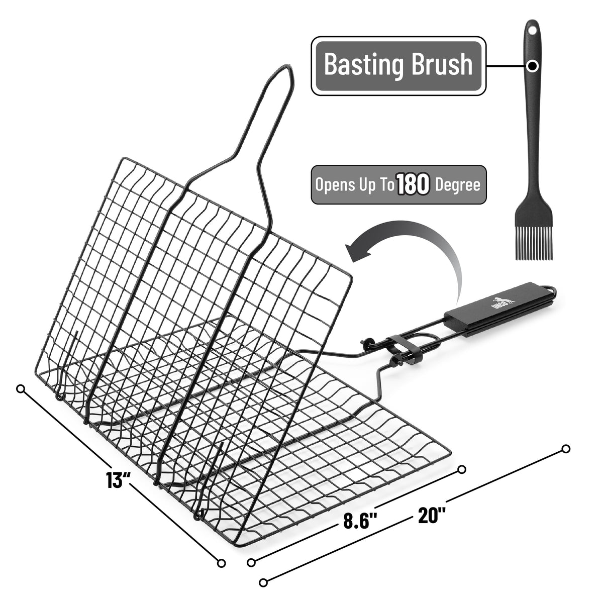 UNCO grill basket with vegetables on the grill, promoting even cooking.