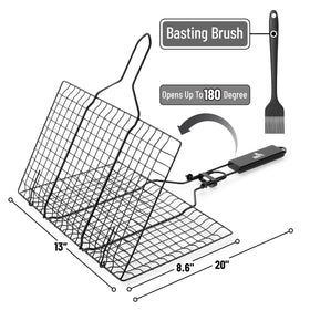 UNCO grill basket with vegetables on the grill, promoting even cooking.