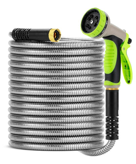 UNCO stainless steel garden hose 50ft for durable watering reach and longevity.
