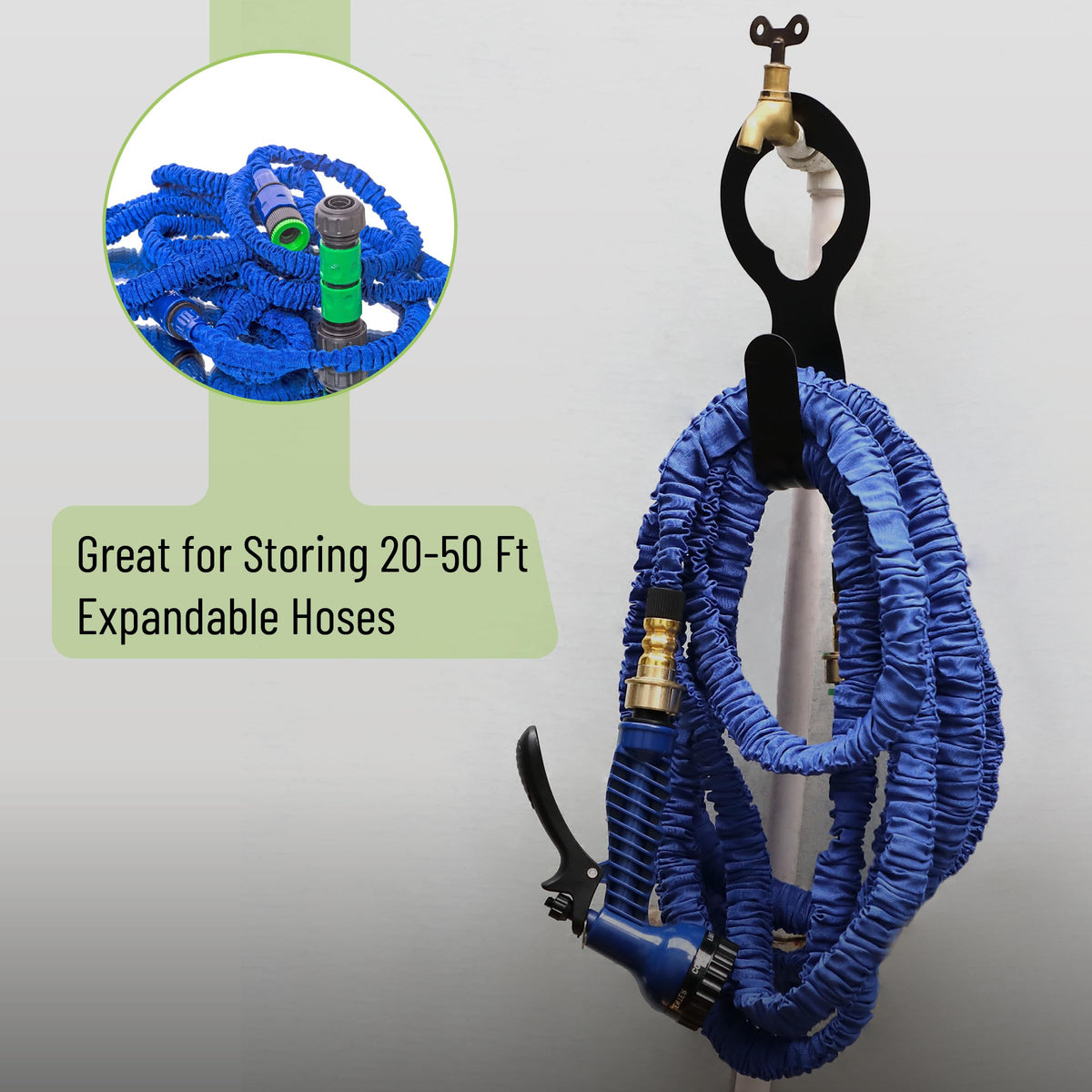 UNCO wall-mounted hose holder compact design for easy access