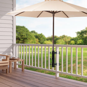 UNDADE metal umbrella holder for courtyard enhances patio aesthetics.
