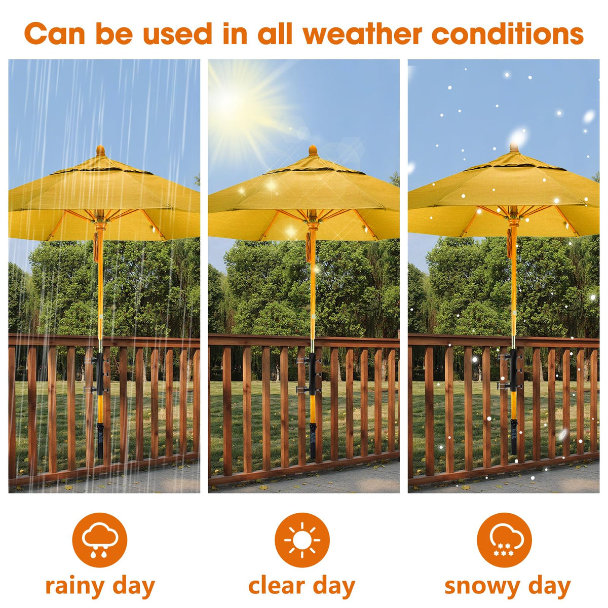 UNDADE deck balcony umbrella holder features a wind-resistant design for confident shade.