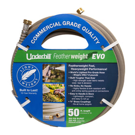 Underhill Featherweight EVO hose folded compact for easy storage and quick setups.