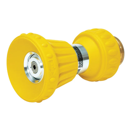 Underhill Magnum jet-pattern nozzle showing focused spray for cleaning and precise watering