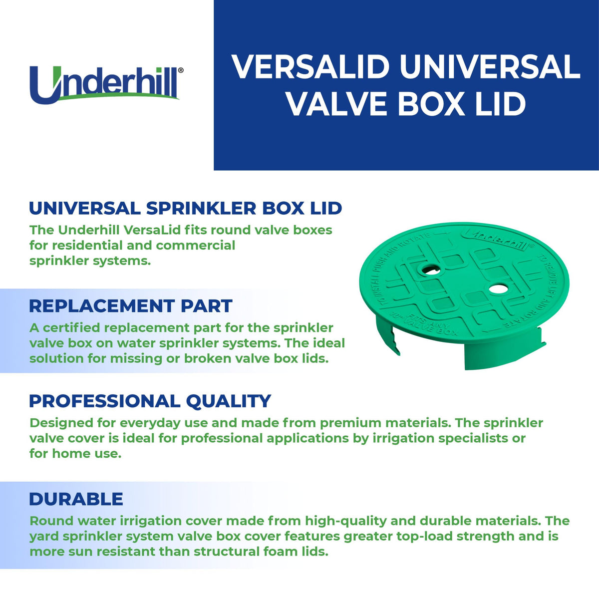 Underhill VersaLid with step-locking design reduces dirt intrusion and easy maintenance access.