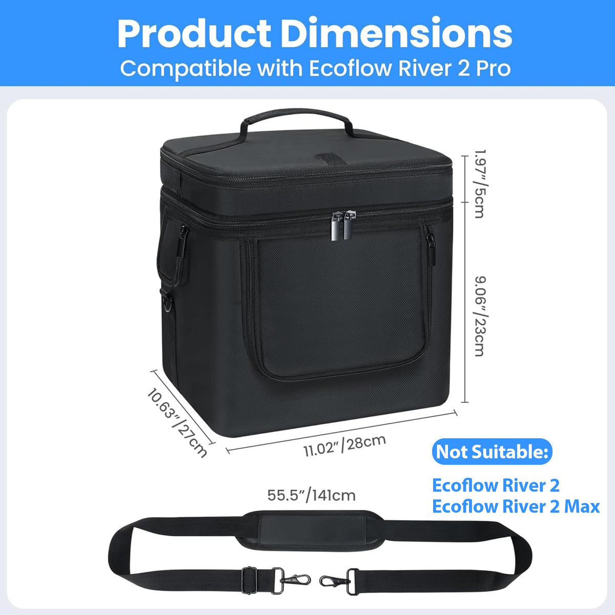 Undomip River 2 Pro bag adjustable shoulder strap for versatile carrying