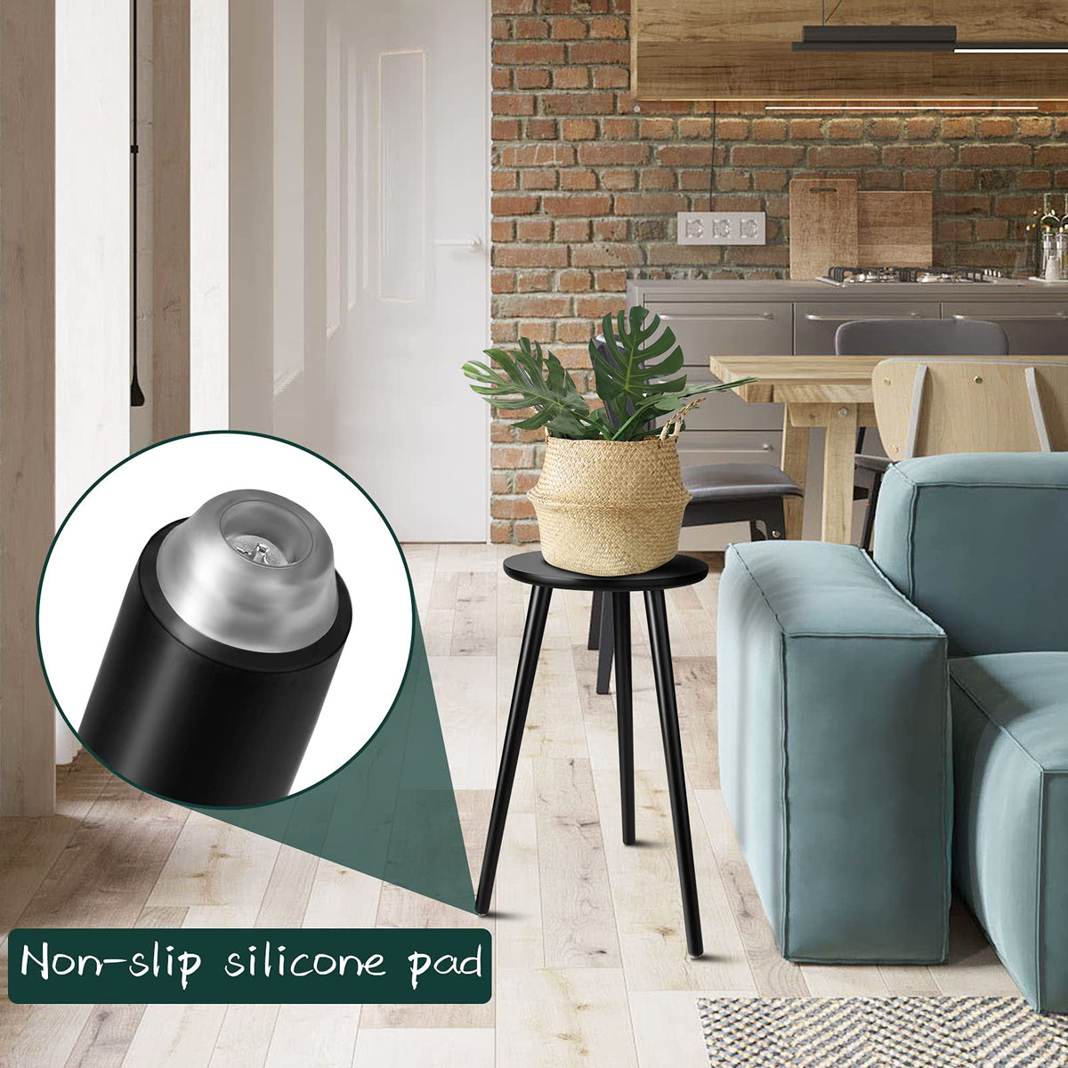 Uneedem triangular-wood stand provides stable support for heavier pots.