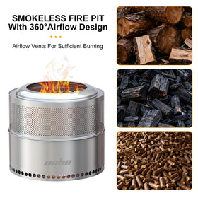 Unho smokeless firepit double-wall design enhances secondary combustion.