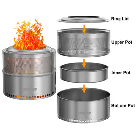 Unho smokeless firepit perforated holes boost airflow for a cleaner burn.