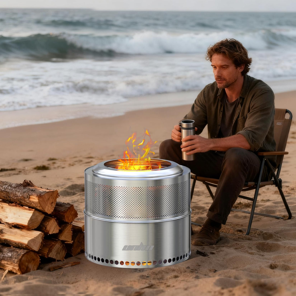Unho smokeless firepit portable carry bag makes moving easy.