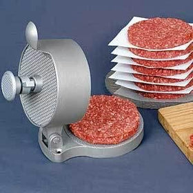 UNI-RHYTHM hamburger press features heavy-duty cast aluminum construction