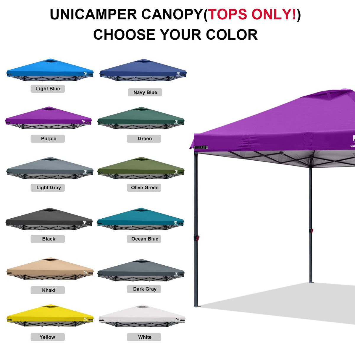 UNICAMPER 10x10 canopy top purple uses heavy-duty fabric for durable outdoor use