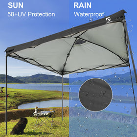 UNICAMPER easy-install canopy top with Velcro straps for quick setup.
