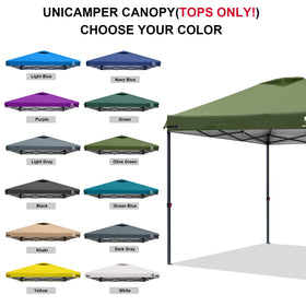 UNICAMPER heavy-duty fabric protects from sun and weather.