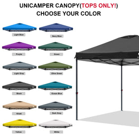 UNICAMPER heavy-duty fabric with heat-sealed seams resists weather.