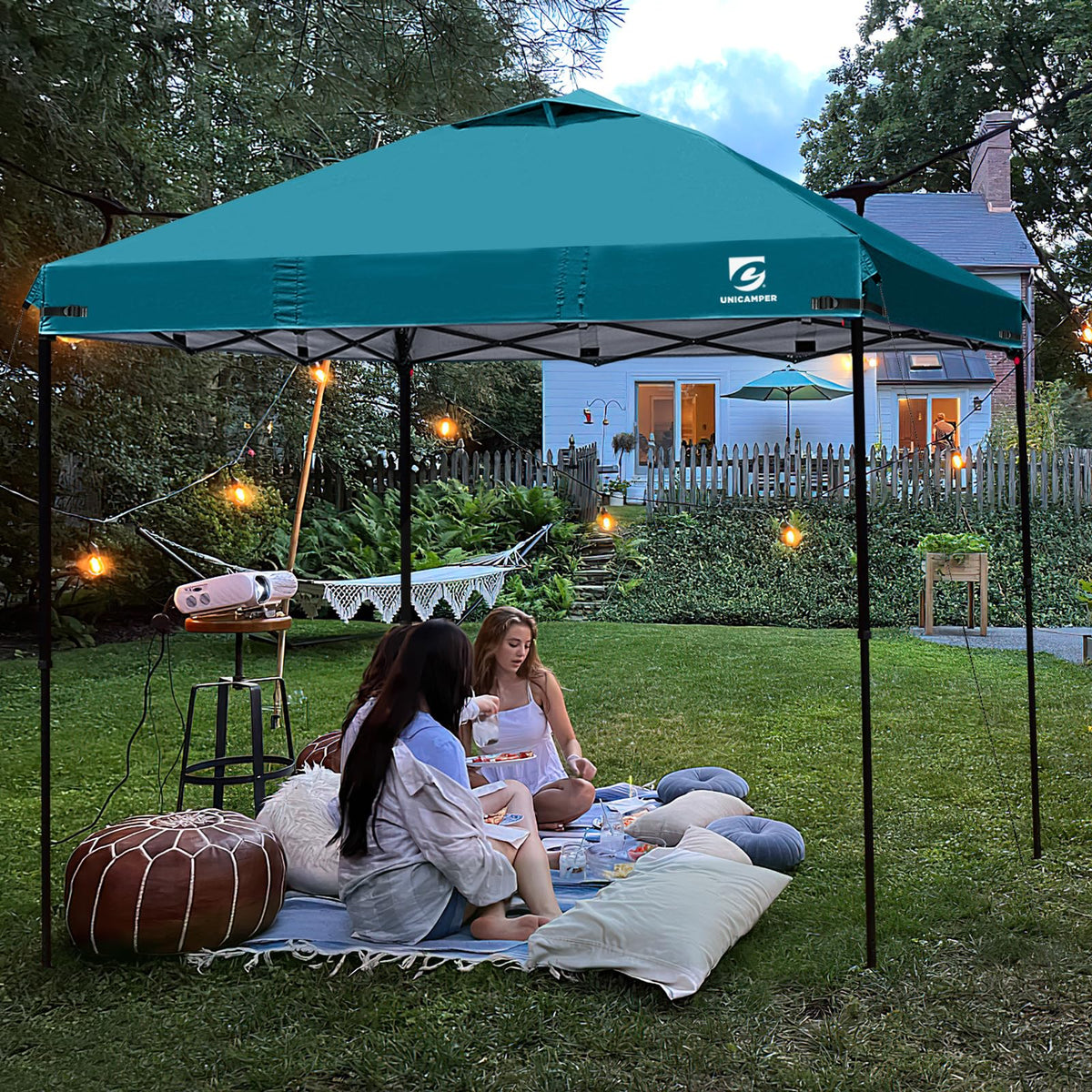 UNICAMPER vented roof design helps stabilize the canopy in wind