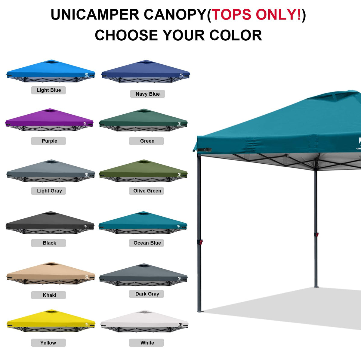 UNICAMPER replacement top with heat-sealed seams for waterproof performance