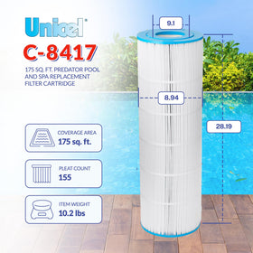 End cap and gasket design on Unicel C-8417 for easy cartridge removal.