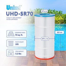 Unicel UHD-SR70 showing 195 pleats for efficient debris capture