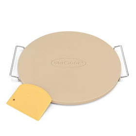 Unicook 12-inch round pizza stone for even heat and crisp crust.