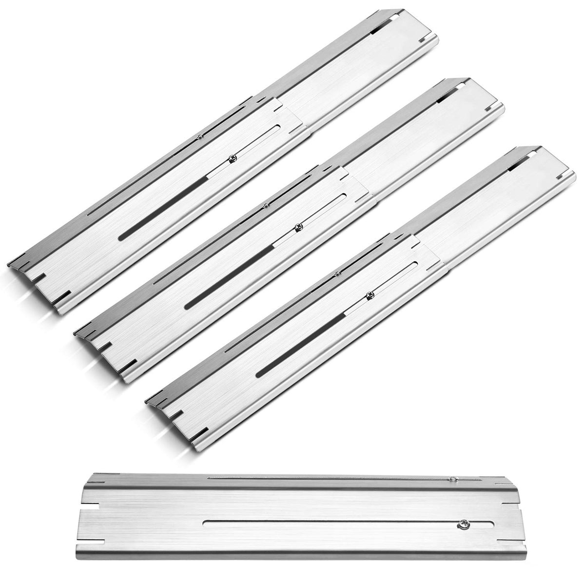 Unicook 4-pack adjustable heat plates extended length for flexible gas grill fit.