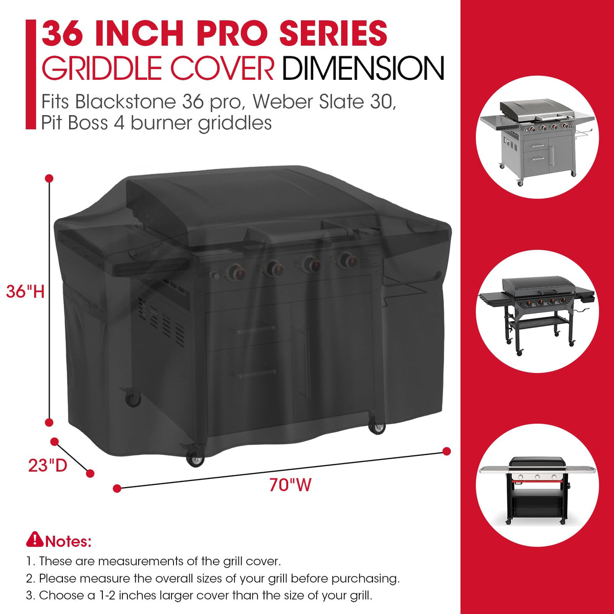 Unicook 70 inch griddle cover dimensions ensure snug fit for Blackstone ProSeries