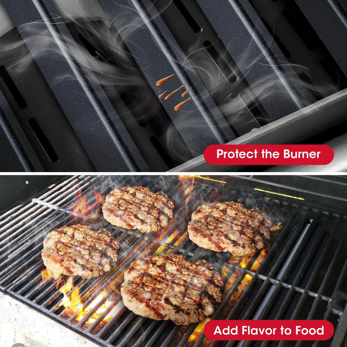 Unicook 7620 flavorizer bar protects burners from oil drips and flare-ups.