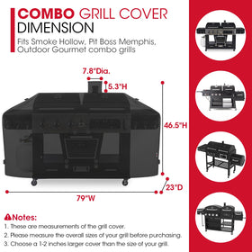 Unicook grill cover side view shows reinforced straps for windy days.