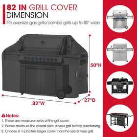 Unicook 82-inch grill cover side-handles for easy removal and secure handling