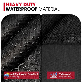 Unicook grill cover in a backyard setting demonstrates all-season protection.