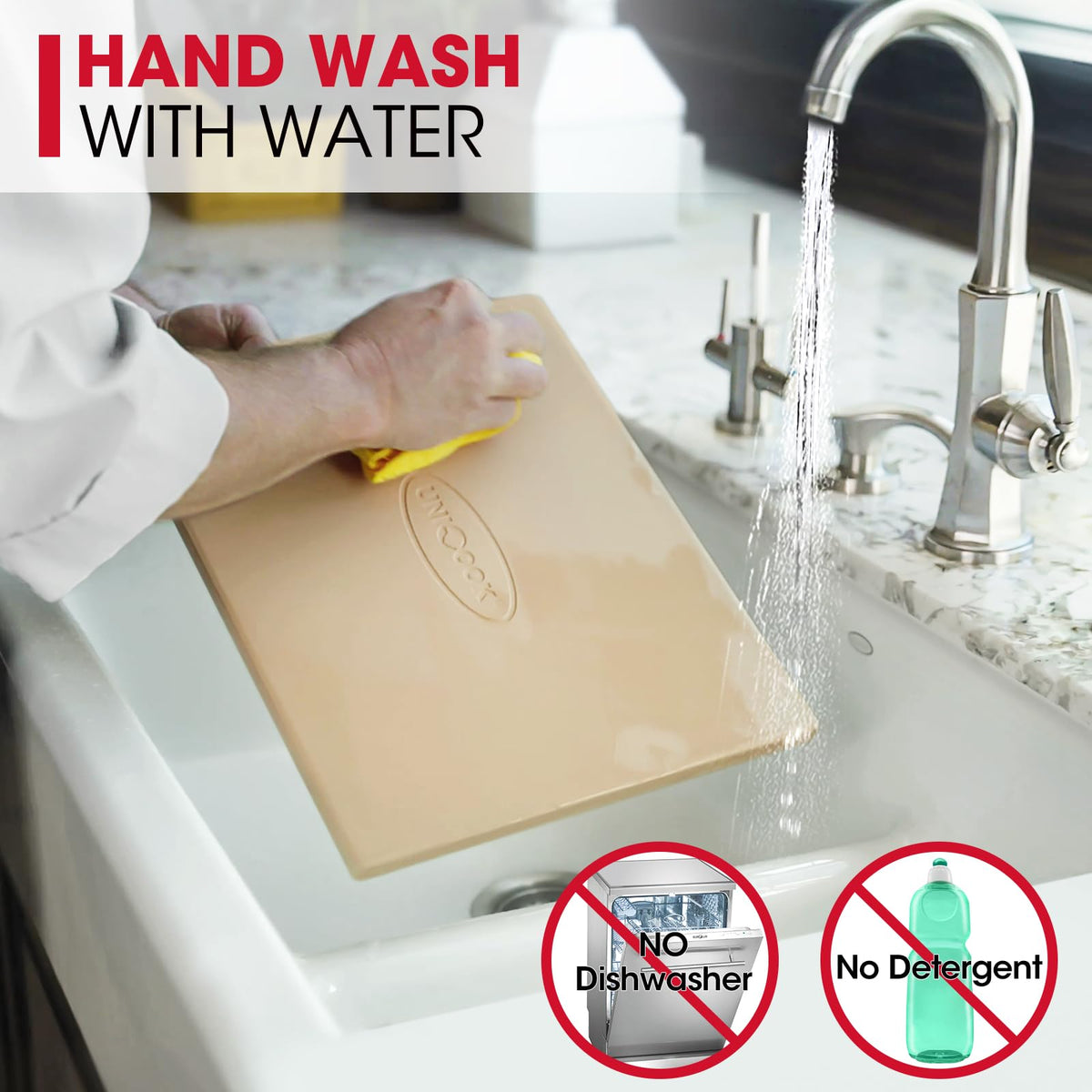 Unicook cleaning guide favors water-only care to maintain surface quality.