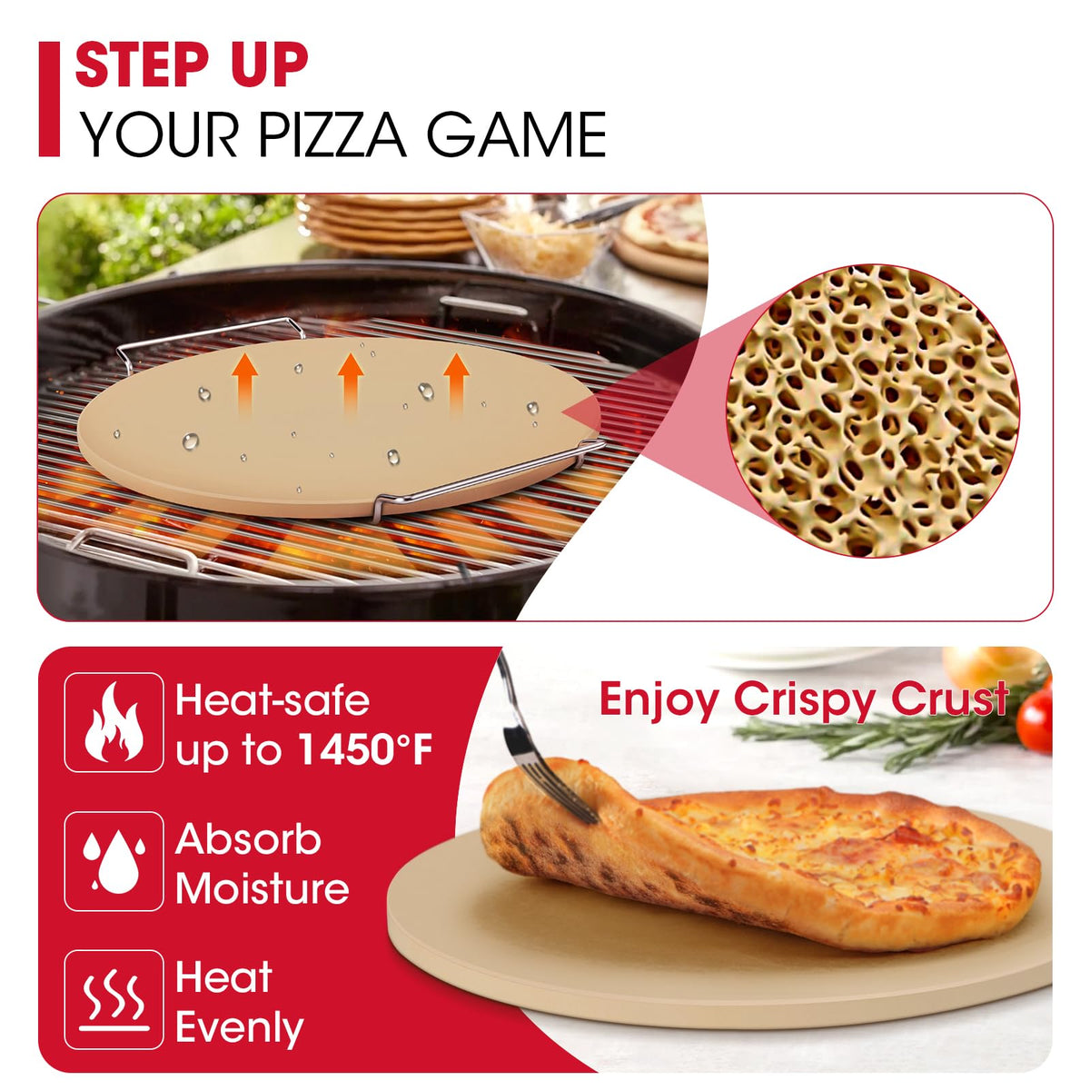 Unicook cordierite baking stone designed for durable high heat.