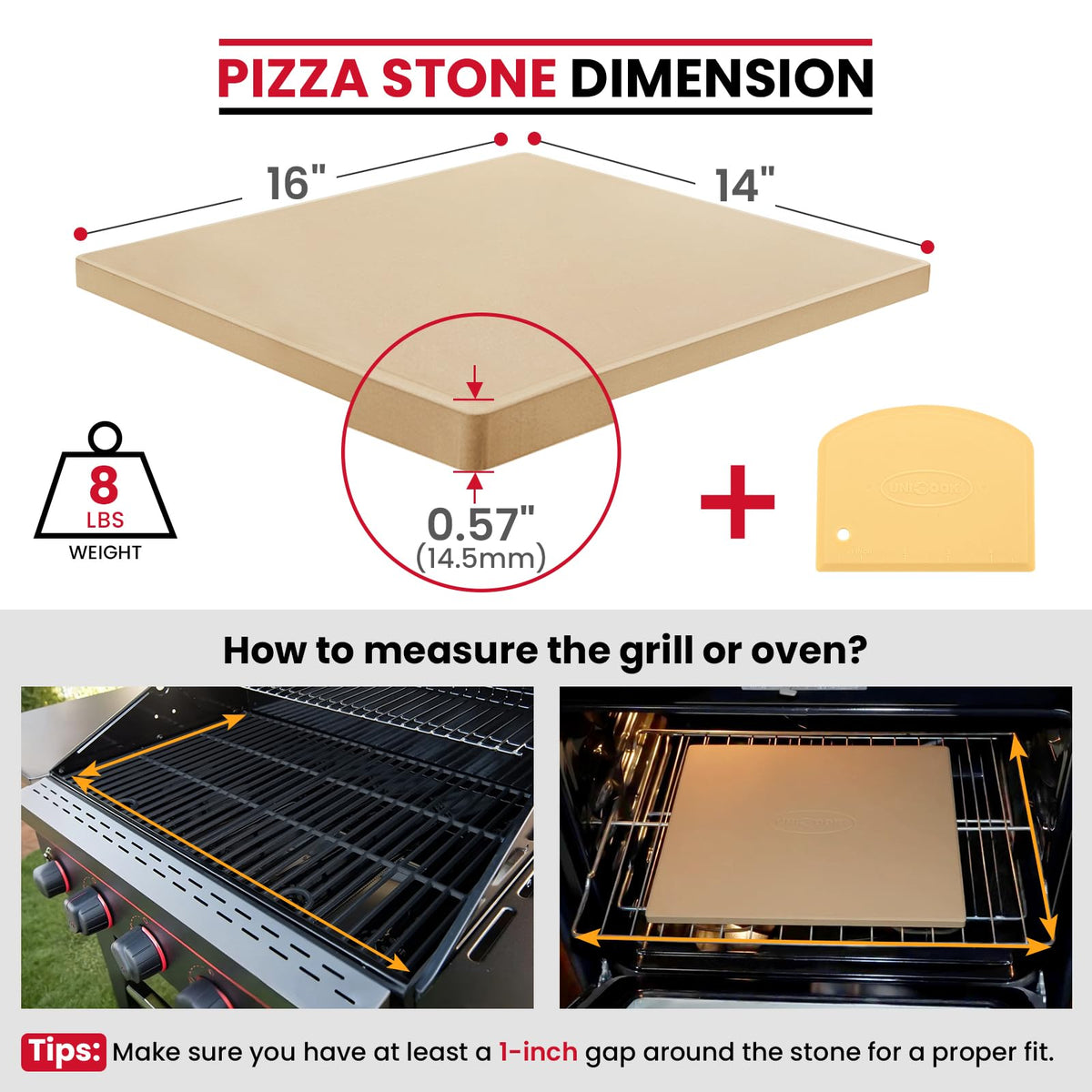 Unicook cordierite pizza stone designed for odorless heating and high-temperature resilience.