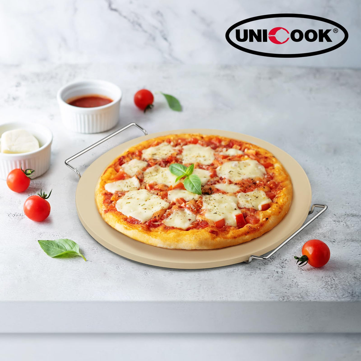 Unicook includes dough scraper to assist prep and cleanup.
