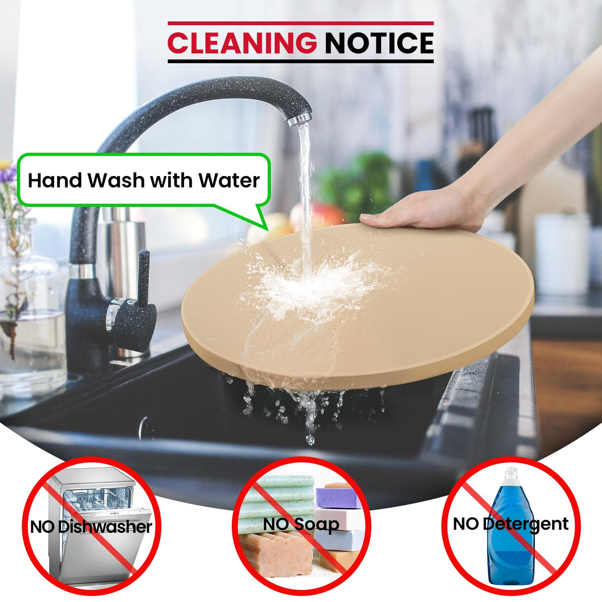 Unicook stone cleans easily by hand with warm water, no soap