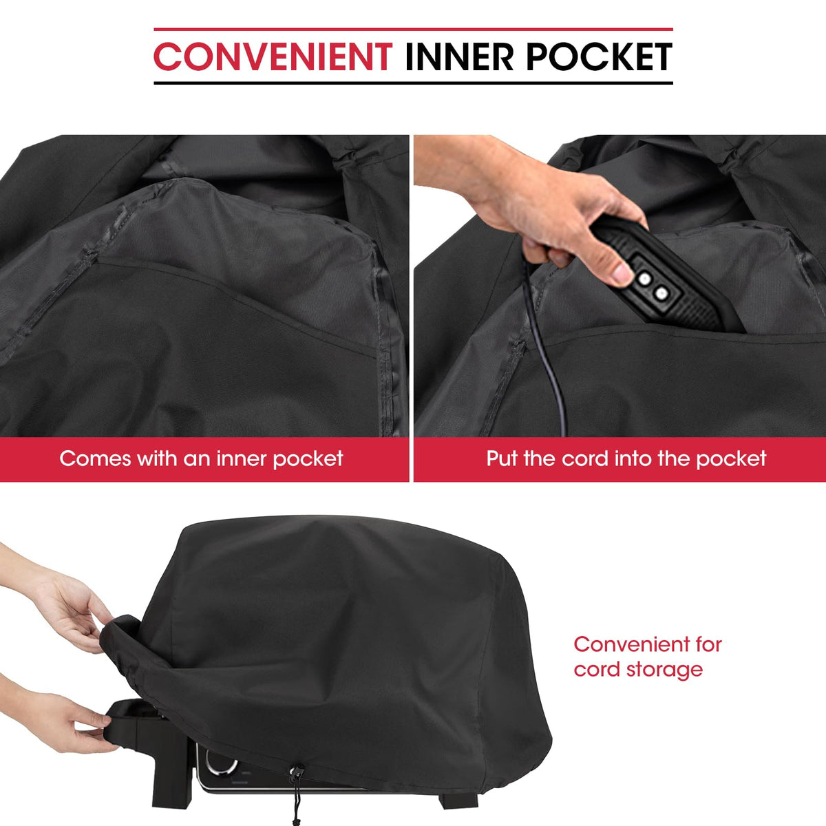 Unicook cover with elastic hem and drawstrings for windproof fit.
