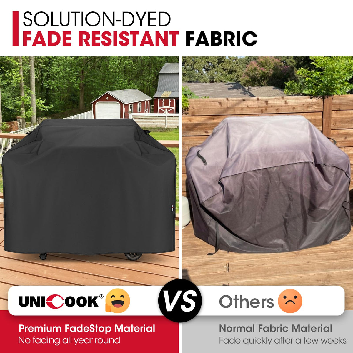 Unicook grill cover 75-inch back view shows waterproof undercoating