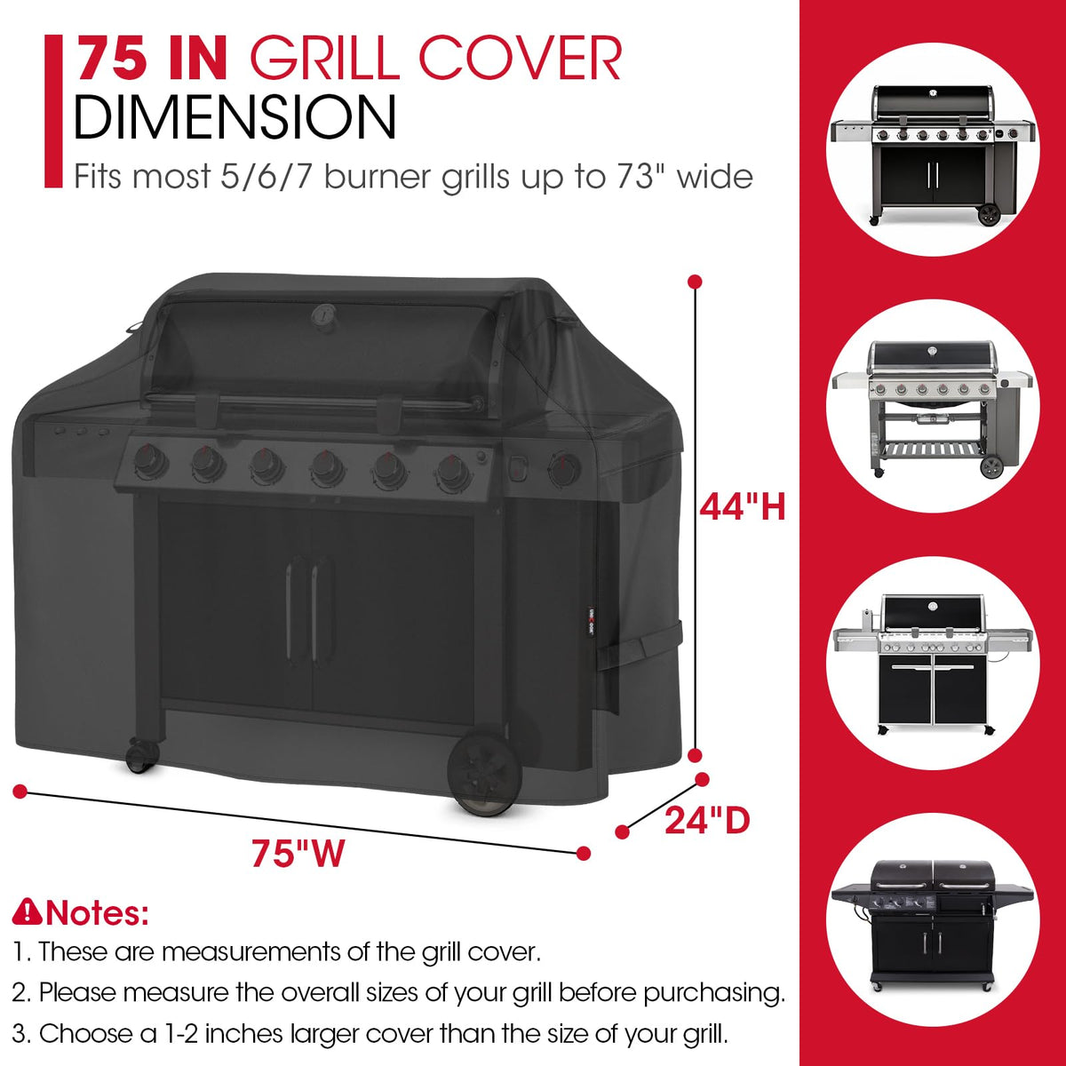 Unicook grill cover 75-inch side view shields against wind and dust