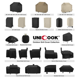 Unicook dimension 48.5W x 25.5D x 39.8H cover fits 22-inch grills.