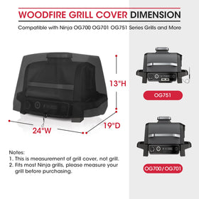 Unicook grill cover for Ninja OG751 — side view highlights durable waterproof fabric.