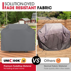 Unicook grill cover with side straps prevents wind slip