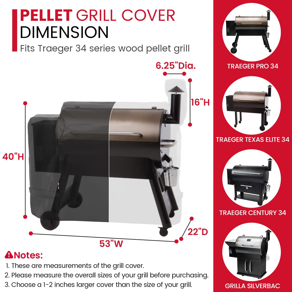 Unicook waterproof fade-resist fabric shields the grill from weather and UV rays.