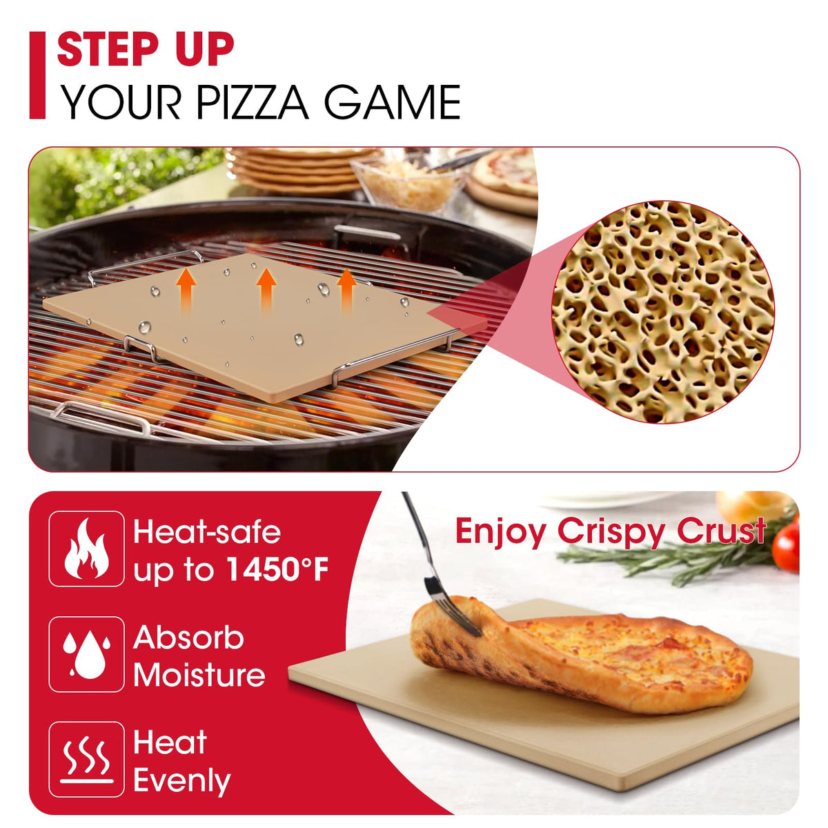 Unicook pizza stone heat distribution minimizes hot spots for consistent results.
