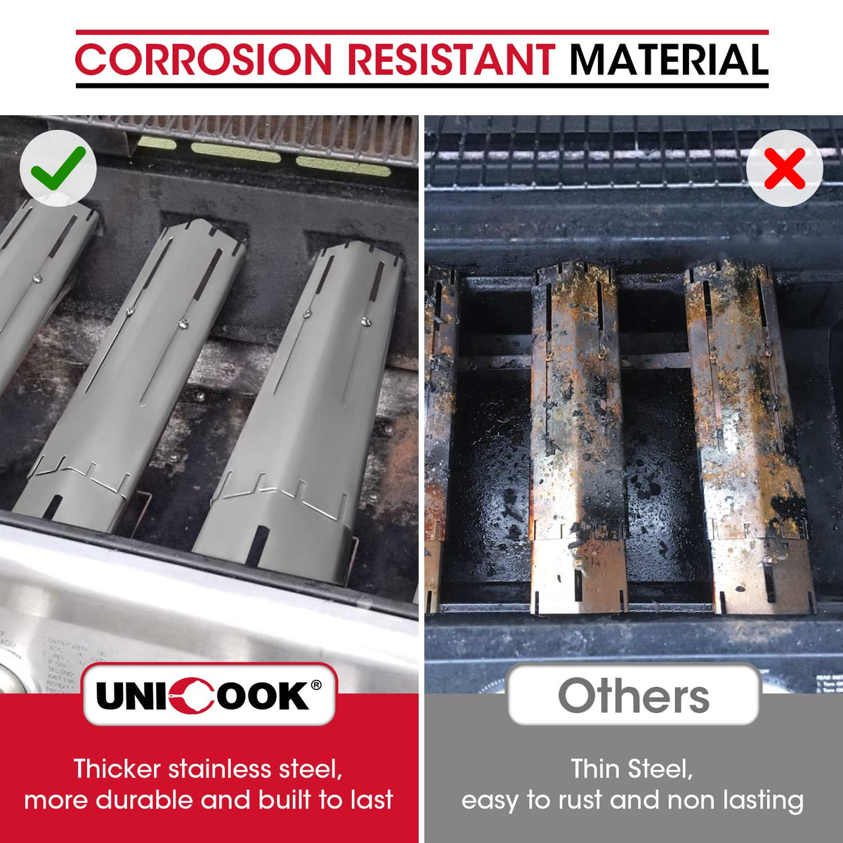 Close-up of Unicook heat plate with 19GA thick steel for durable grilling.