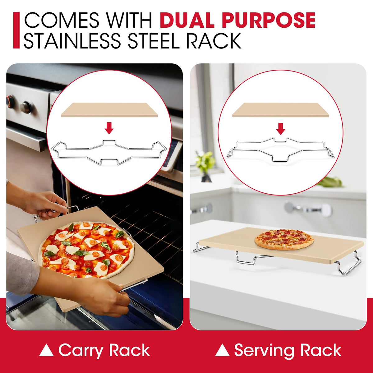 Unicook stone absorbs moisture to help achieve crispy, golden crust edges.