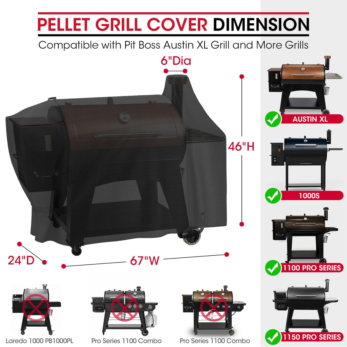 Unicook pellet grill cover for 1000 series – waterproof vinyl protecting against heavy rain and wind