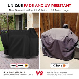 Handles and wind straps on the Unicook cover enable easy installation and secure fit.