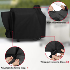 Size guidance helps buyers choose a snug, all-weather compatible cover.